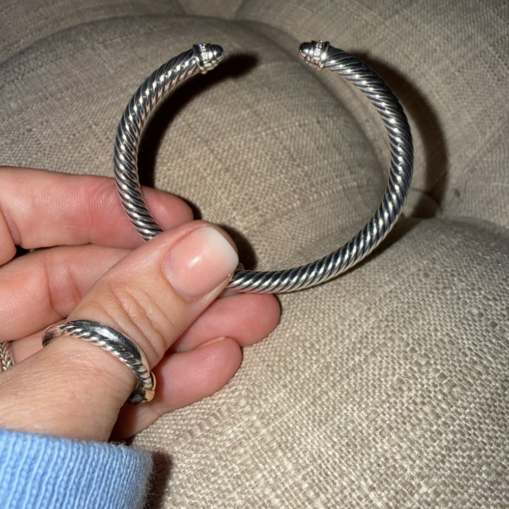 DY Authentic 4 mm Classic Cable Bracelet w/ Diamonds. Size small - Picture 9 of 12